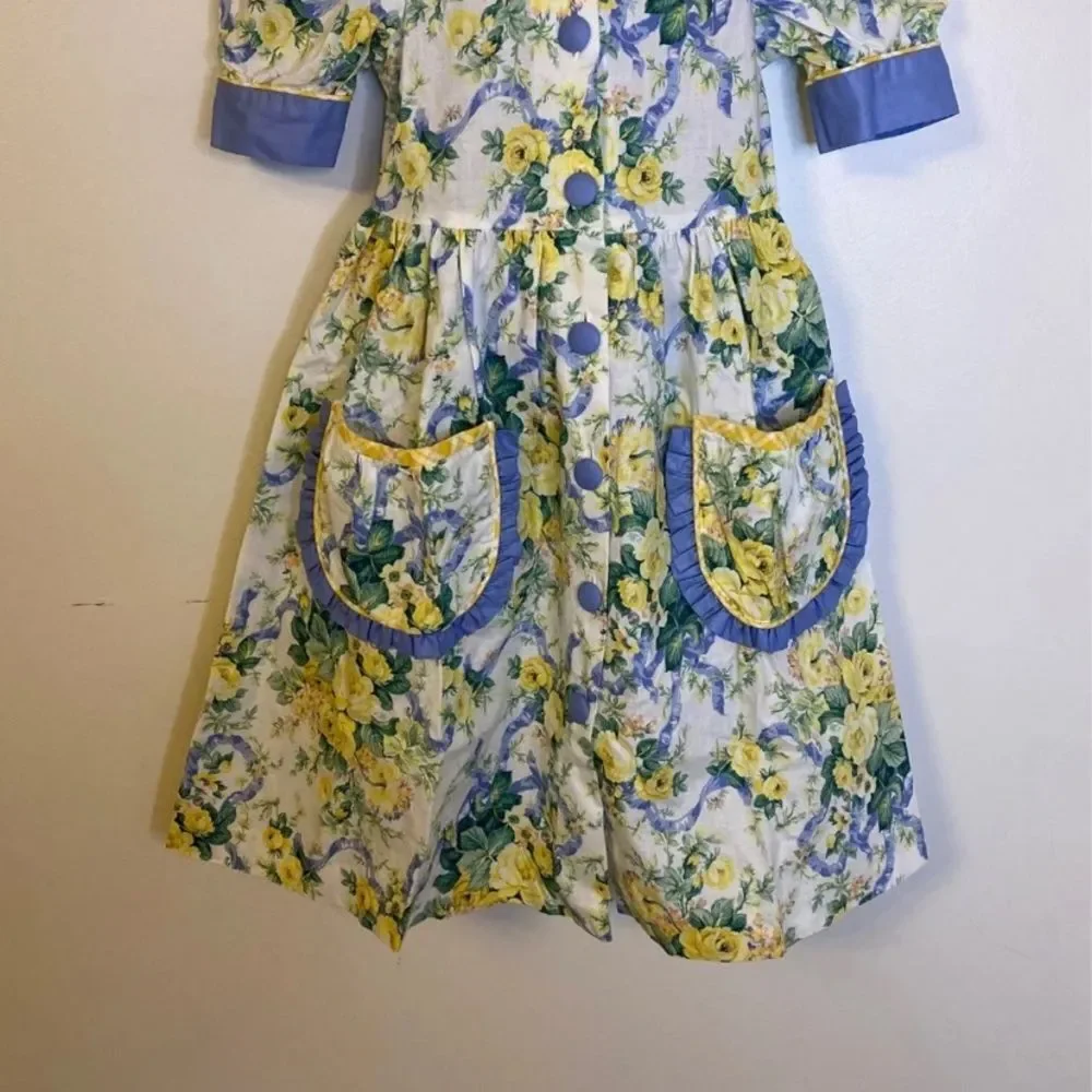 Vintage 1990s Storybook Heirlooms‎ Floral Pocket Tea Party Dress